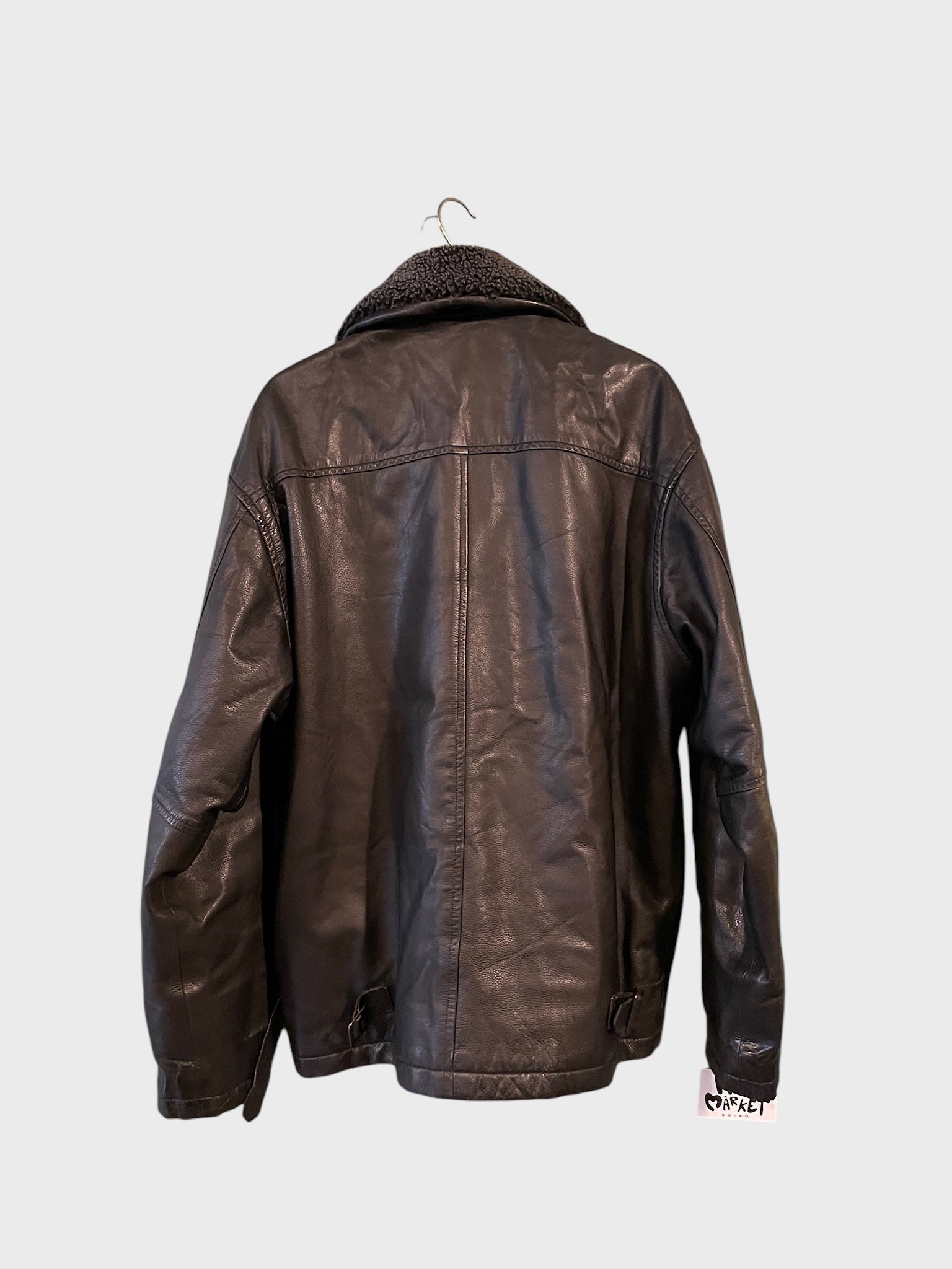 Leather Jacket Boxy Fit Removable Collar