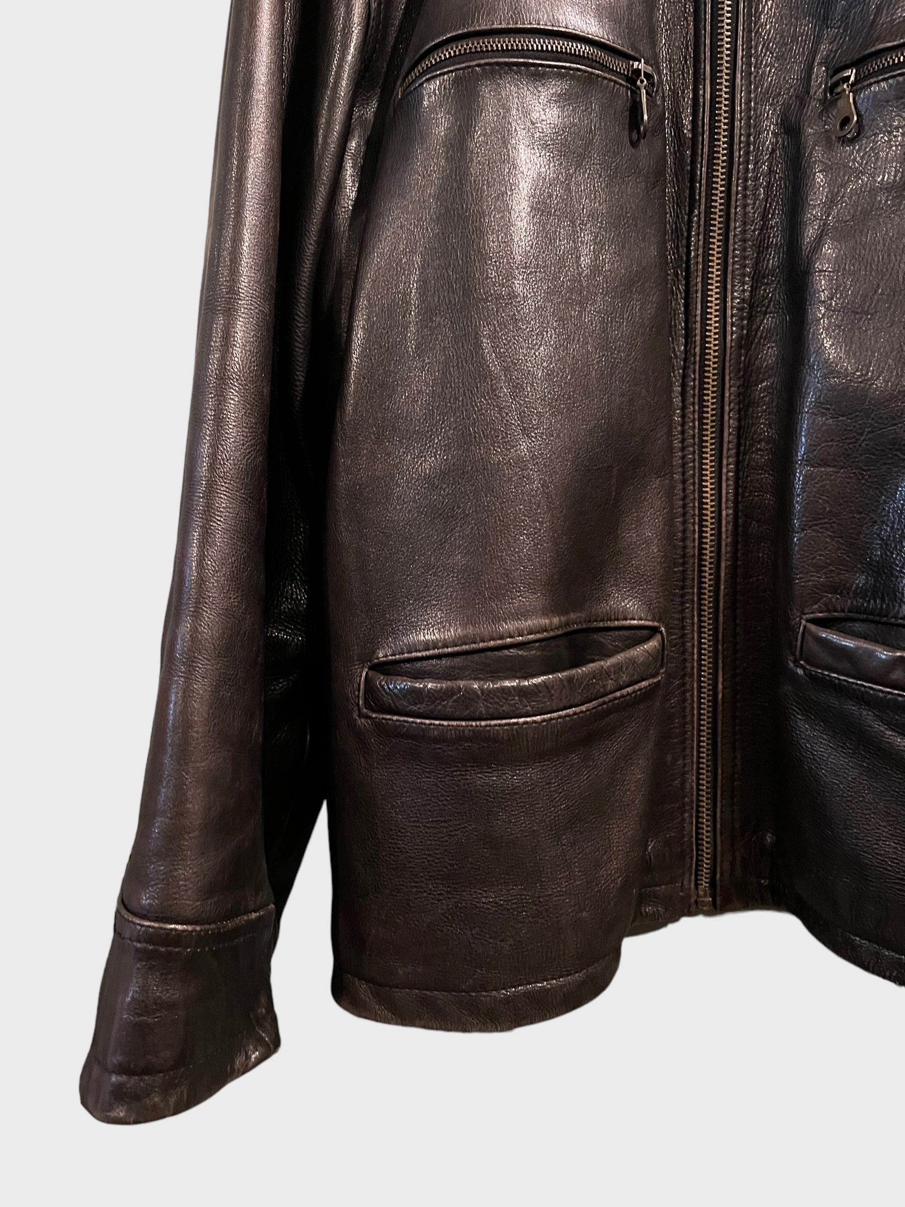 Leather Jacket Chunky Brown