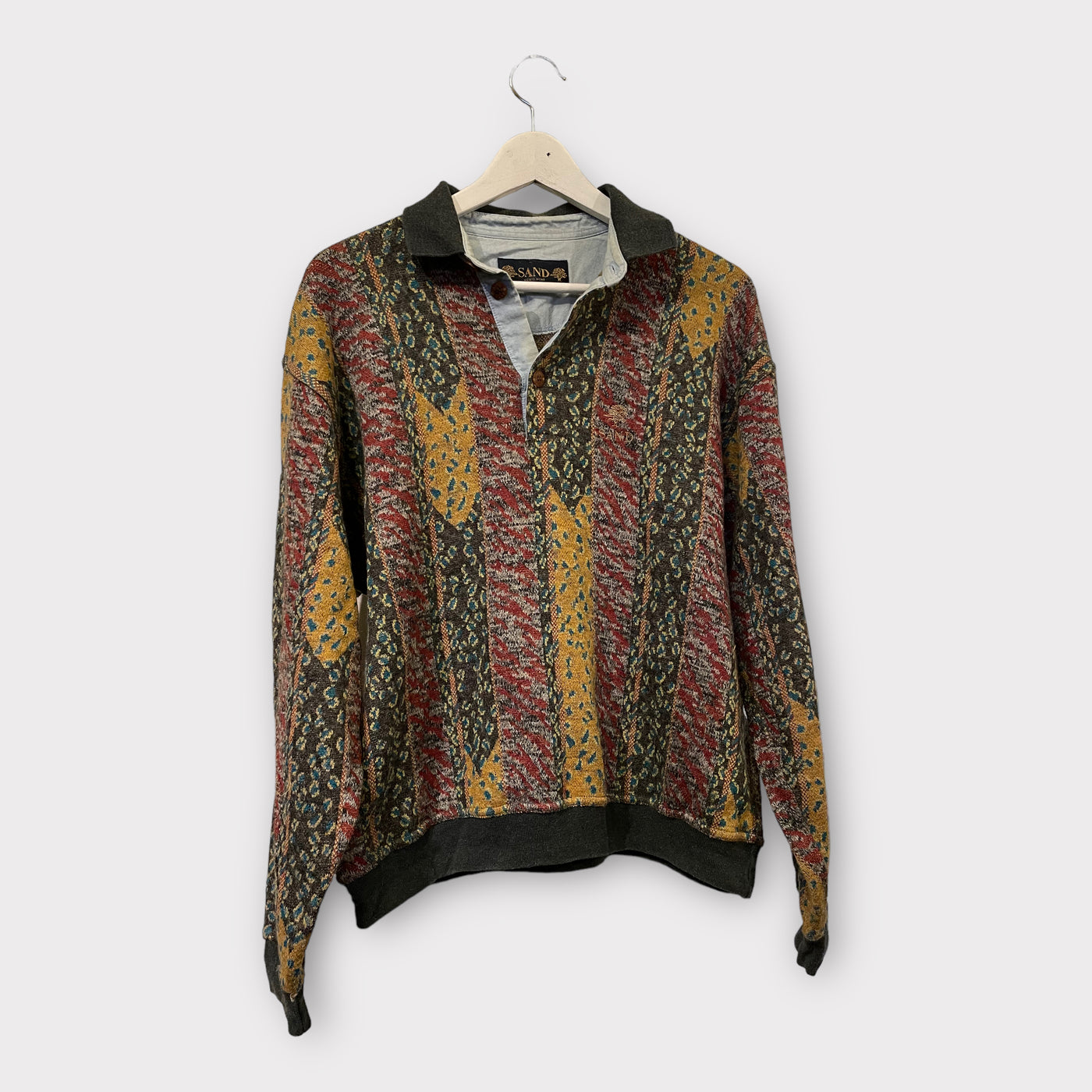 SAND knitted polo long-sleeve in multi-color