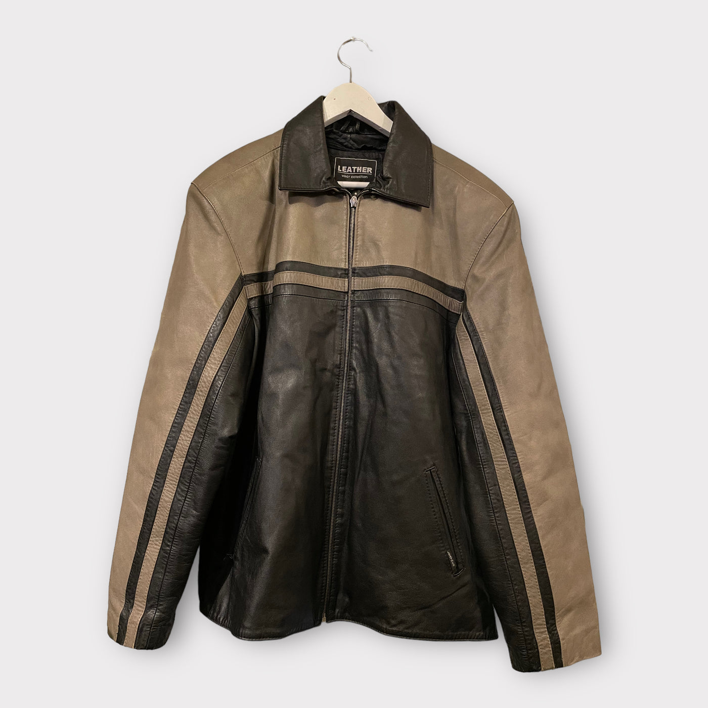 Brown leather jacket motocross design