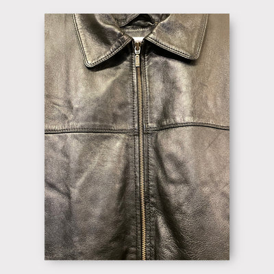 Leather jacket black harrington