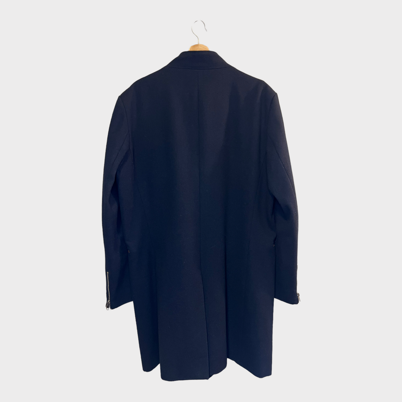 Wool Coat Jacket In Navy Blue - Back