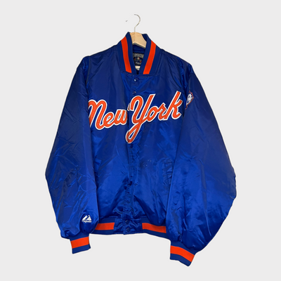 Front of the Majestic Cooperstown Collection - Vintage New York Mets bomber jacket 