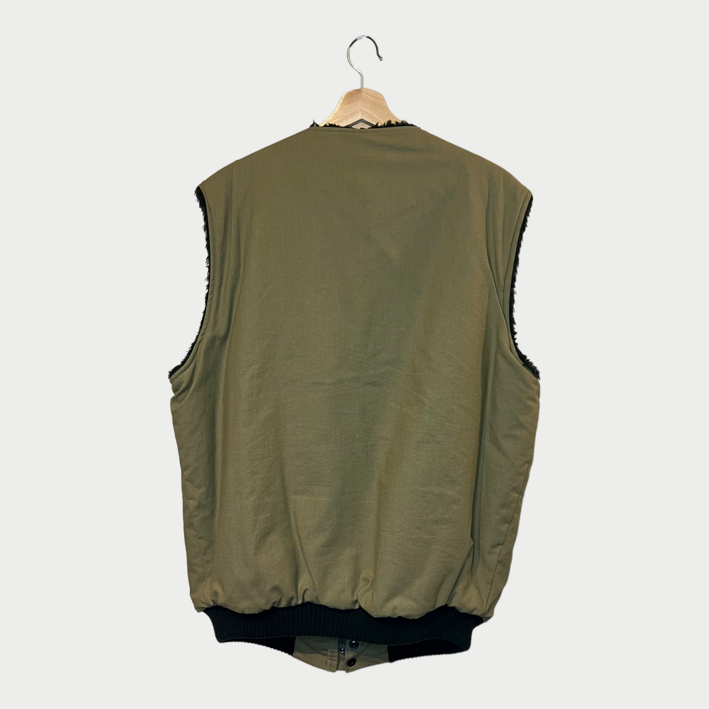 Vest With Black Pile Lining In Forrest Green Back
