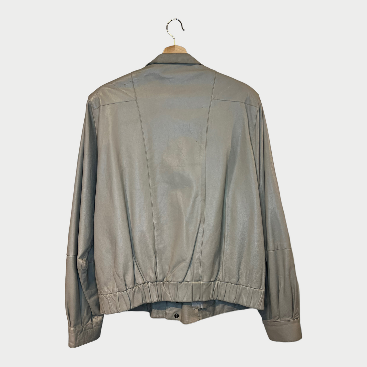 Short Leather Jacket In Stone Color Back