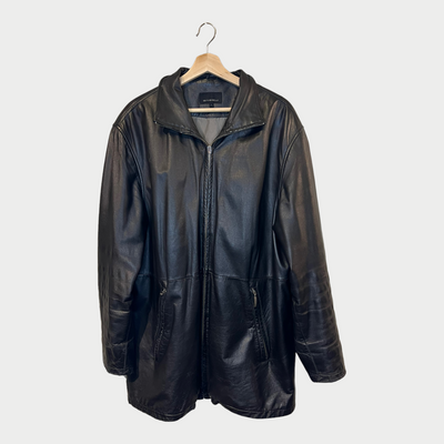 Leather Jacket With Zipper In Black Front