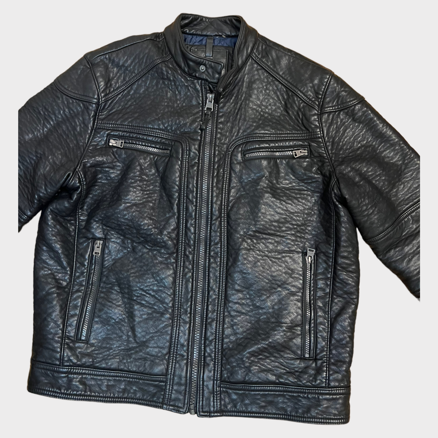 CALVIN KLEIN - Leather biker jacket