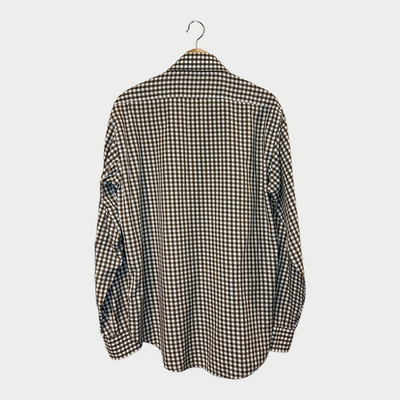Shirt In Small Chequered Pattern Brown and White Back