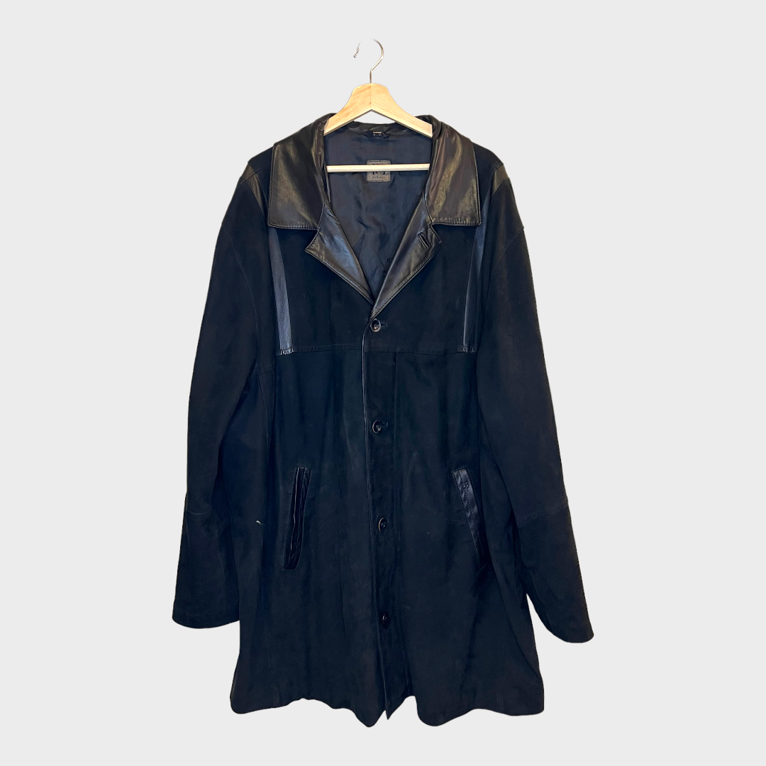 Long Coat In Suede & Leather