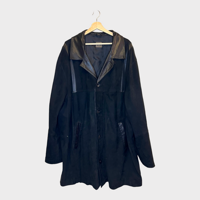 Long Coat In Suede & Leather