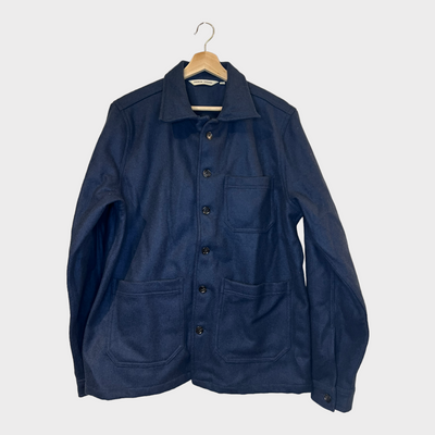 Wool Jacket In Navy Blue Front