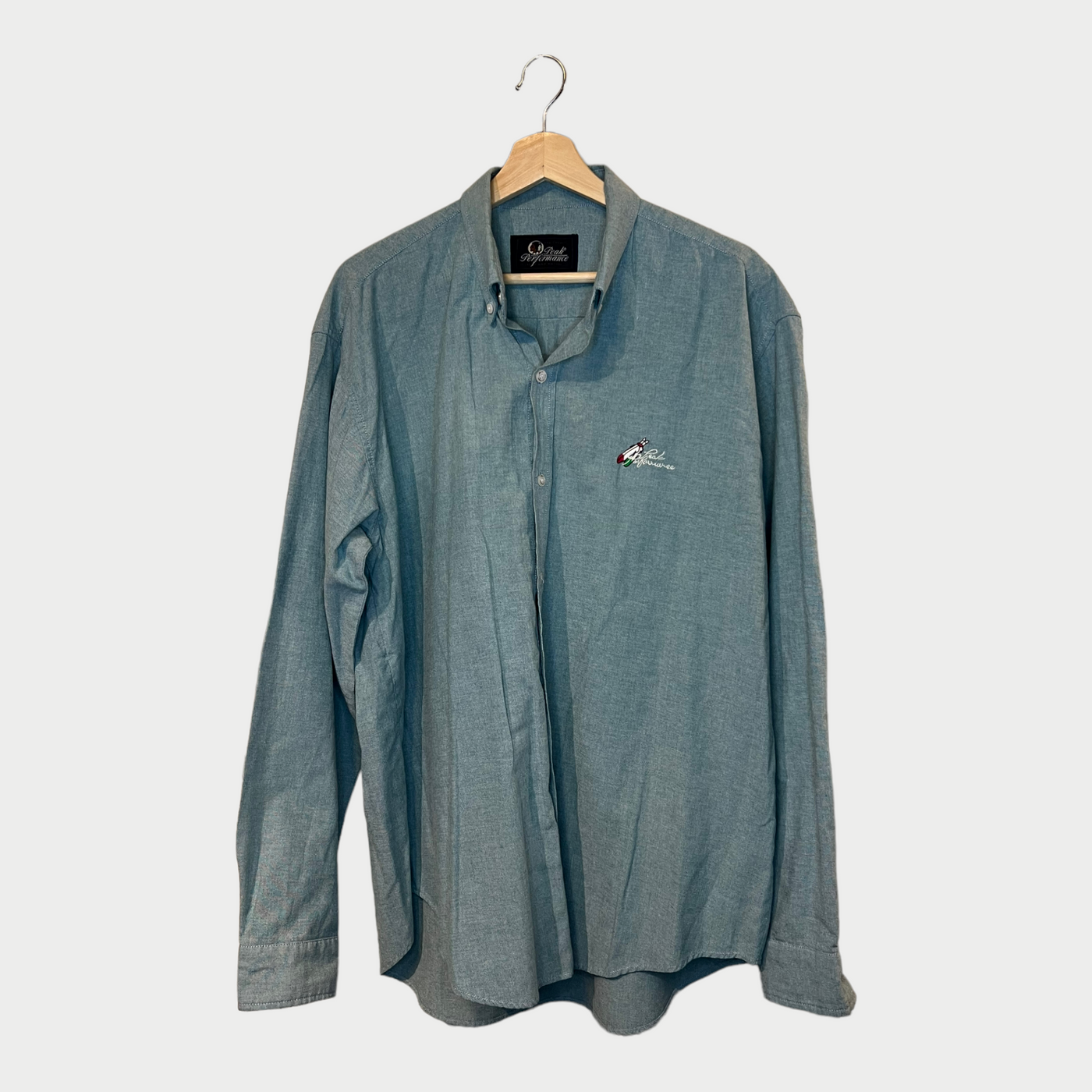 Oxford Shirt  In Teal With Embroidered Logo Front