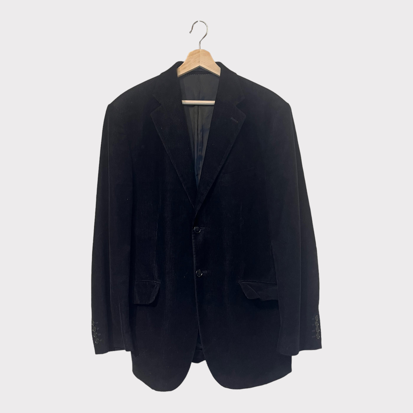Corduroy Blazer Jacket In Black - Front