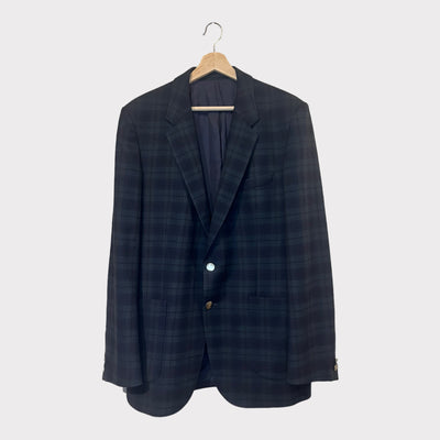 Chequered Blazer With Metal Buttons - Front