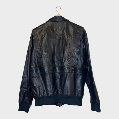 Leather jacket with extensive functional pockets back