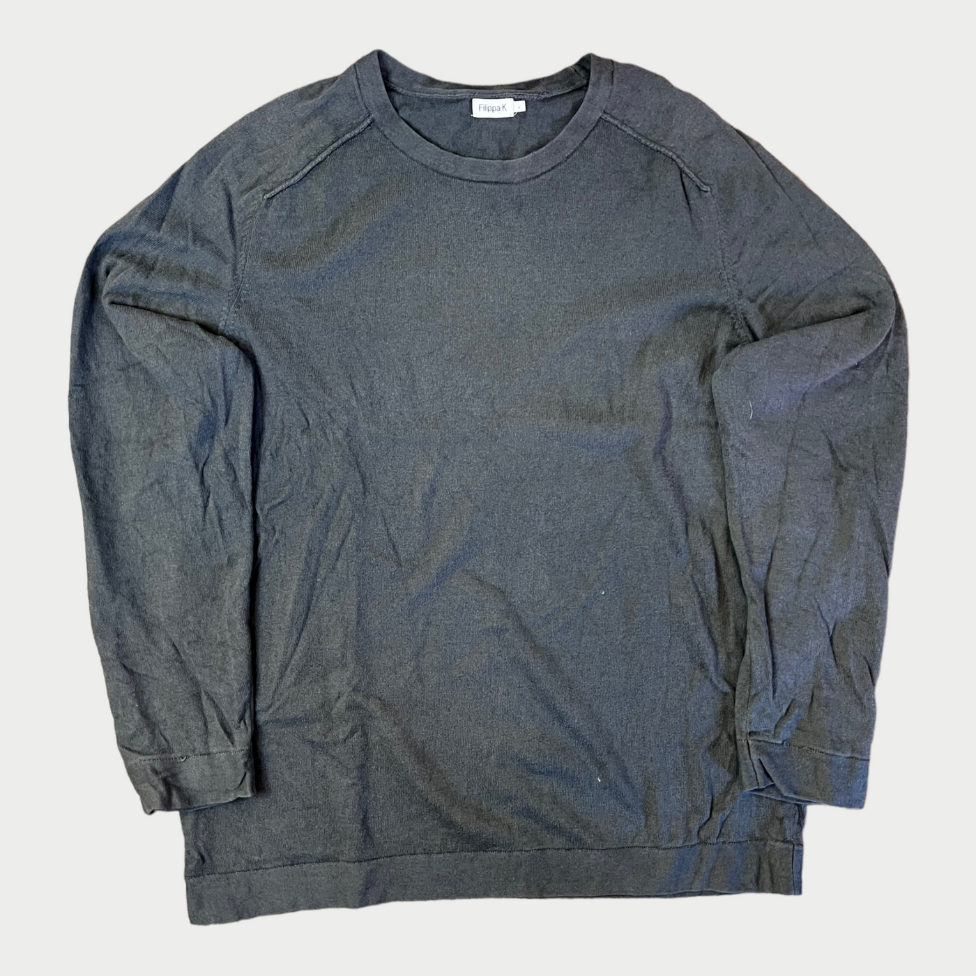 Long Sleeve Sweater In Grey Cashmere Front